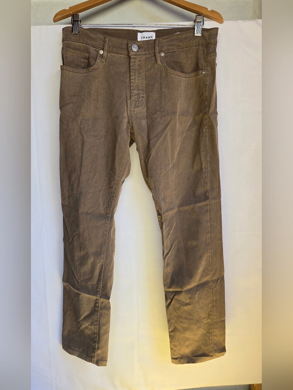 Frame Mens Denim Slim Straight Chinos in Brown and Black-size 32 Set Of 2 - Picture 10 of 11